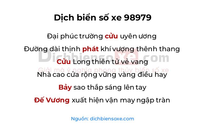 Dịch thơ biển số 98979