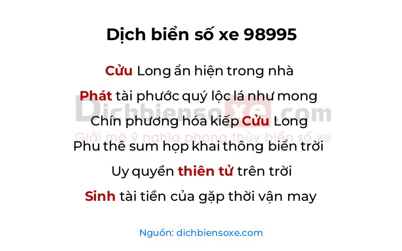 Dịch thơ biển số 98995