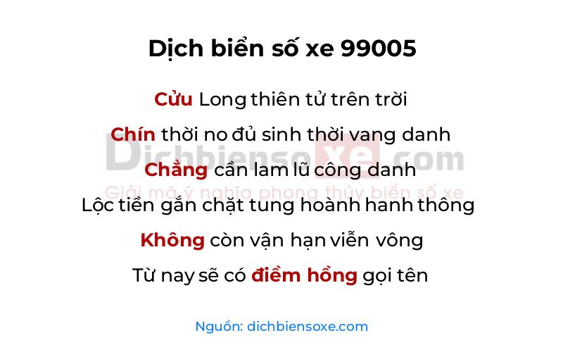 Dịch thơ biển số 99005