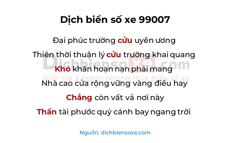 Dịch thơ biển số 99007