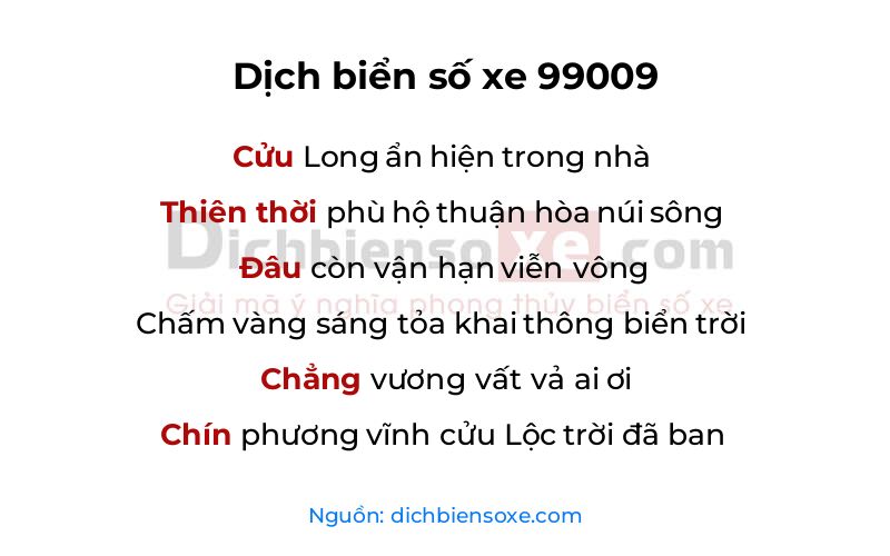 Dịch thơ biển số 99009