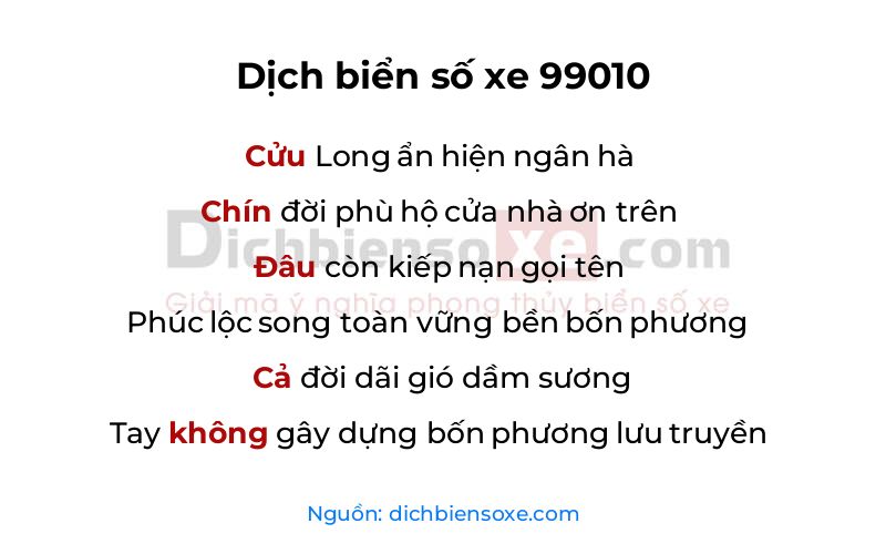 Dịch thơ biển số 99010