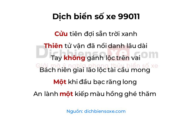 Dịch thơ biển số 99011