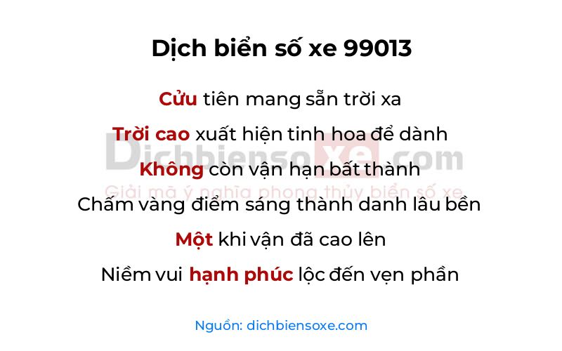 Dịch thơ biển số 99013