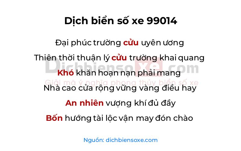 Dịch thơ biển số 99014