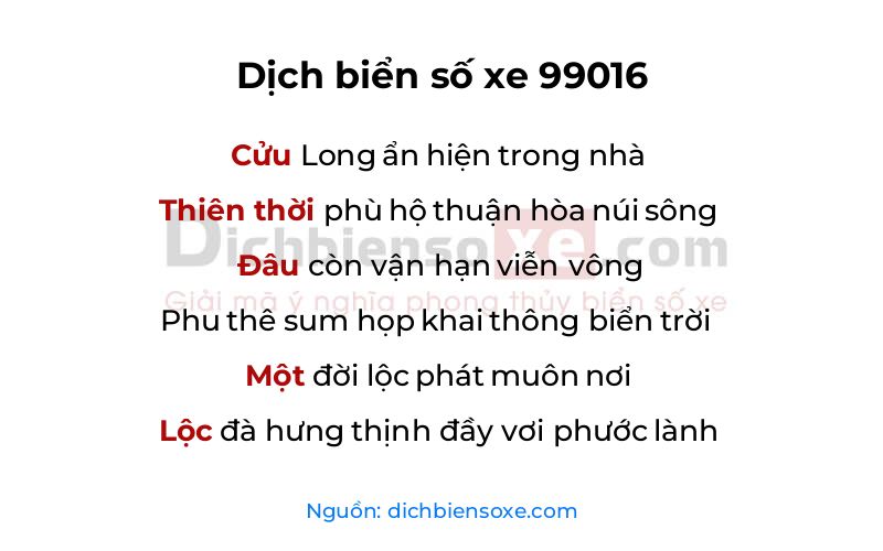 Dịch thơ biển số 99016