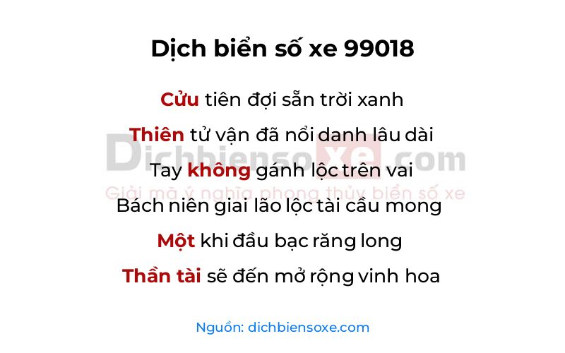 Dịch thơ biển số 99018