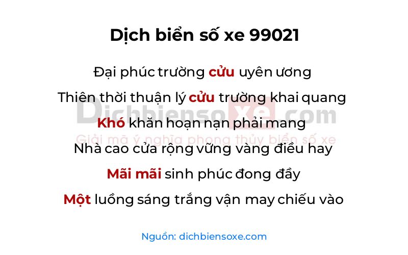Dịch thơ biển số 99021