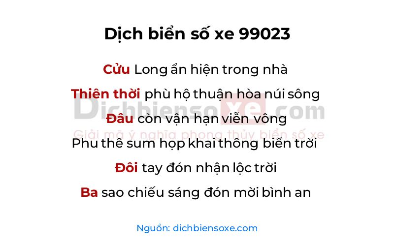 Dịch thơ biển số 99023