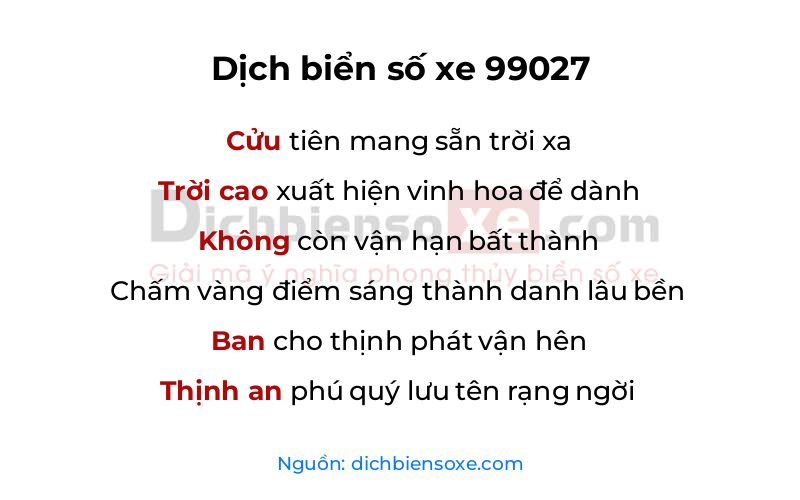 Dịch thơ biển số 99027
