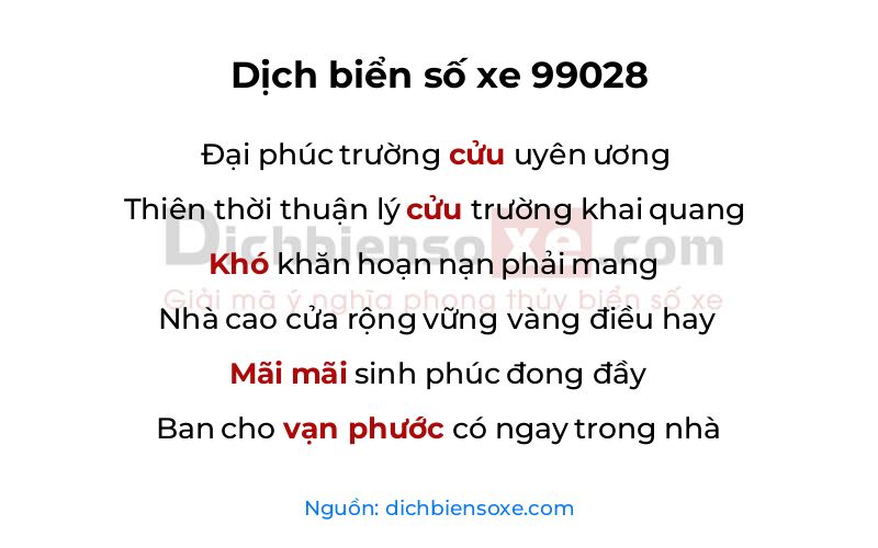 Dịch thơ biển số 99028