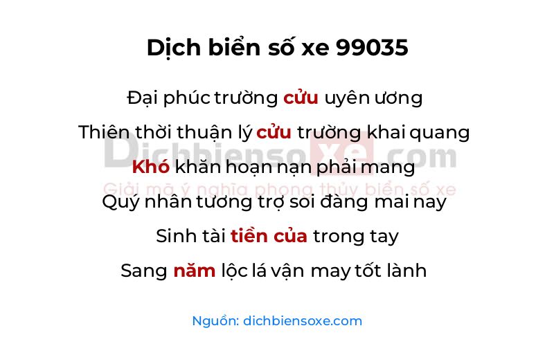 Dịch thơ biển số 99035