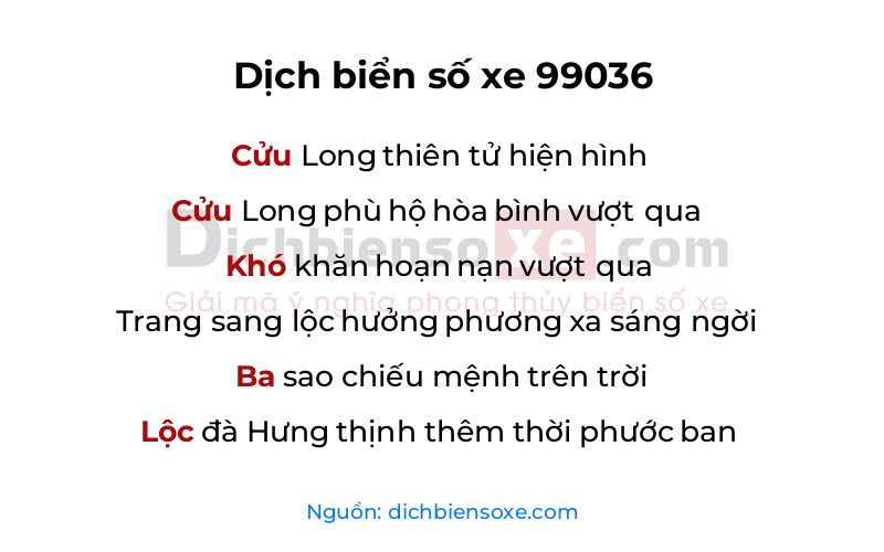 Dịch thơ biển số 99036