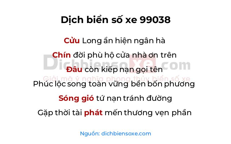 Dịch thơ biển số 99038