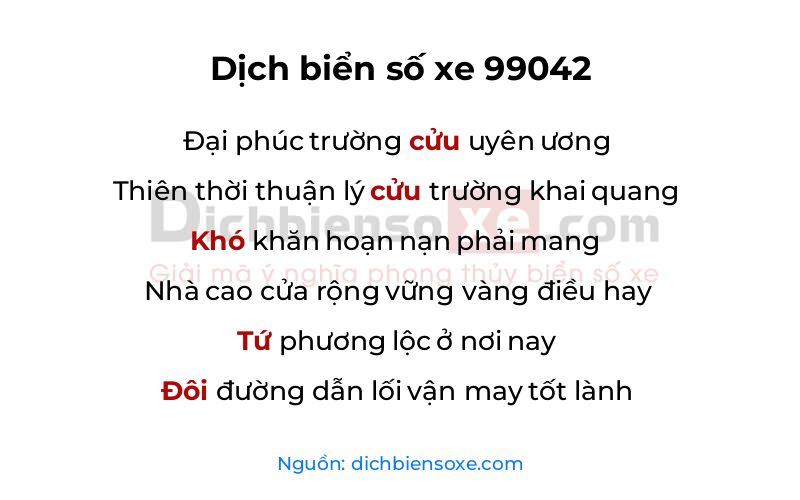 Dịch thơ biển số 99042