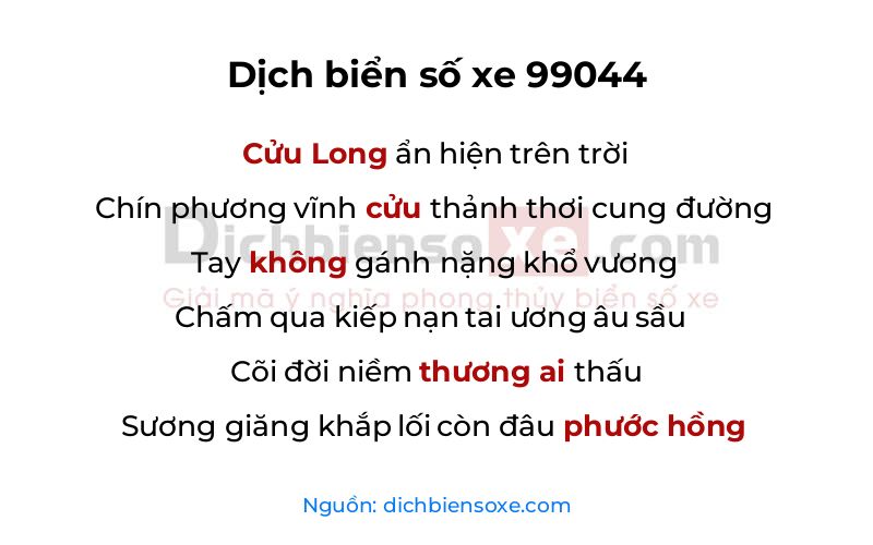 Dịch thơ biển số 99044