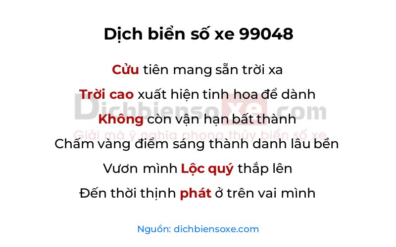 Dịch thơ biển số 99048