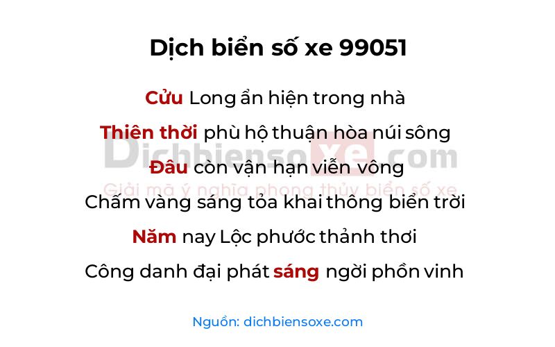 Dịch thơ biển số 99051
