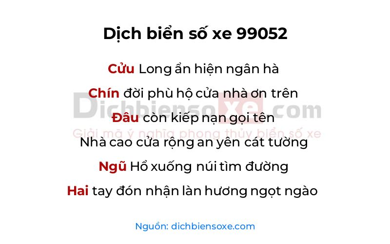 Dịch thơ biển số 99052
