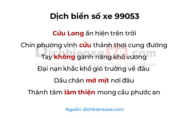 Dịch thơ biển số 99053
