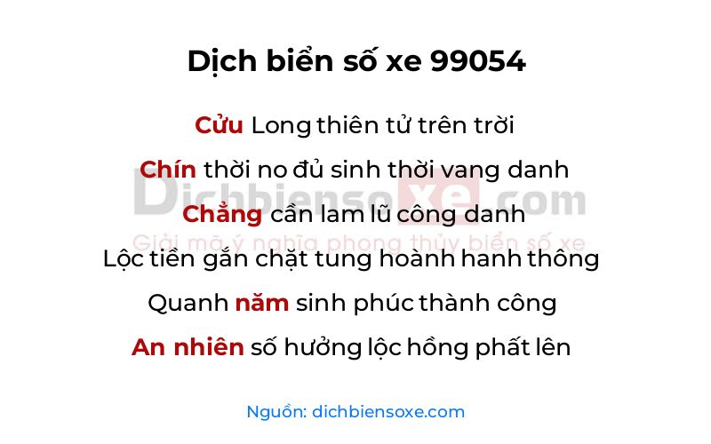 Dịch thơ biển số 99054