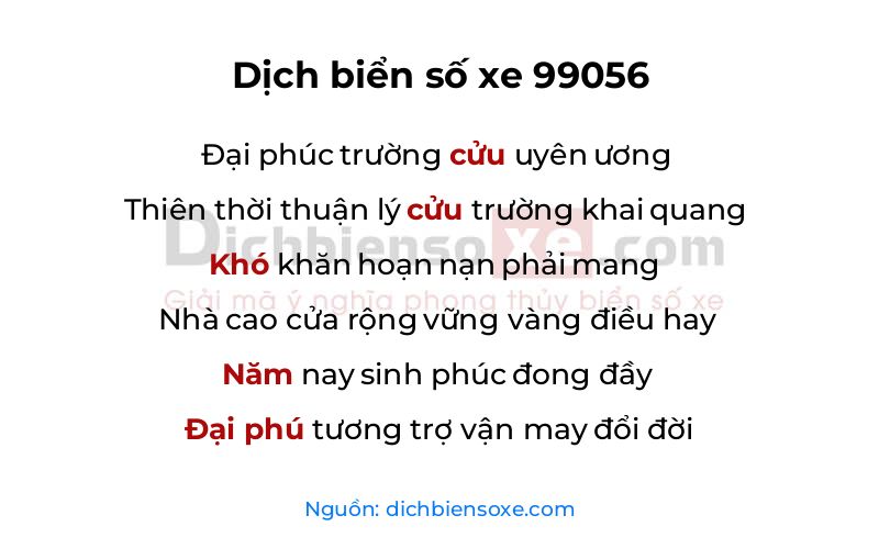 Dịch thơ biển số 99056