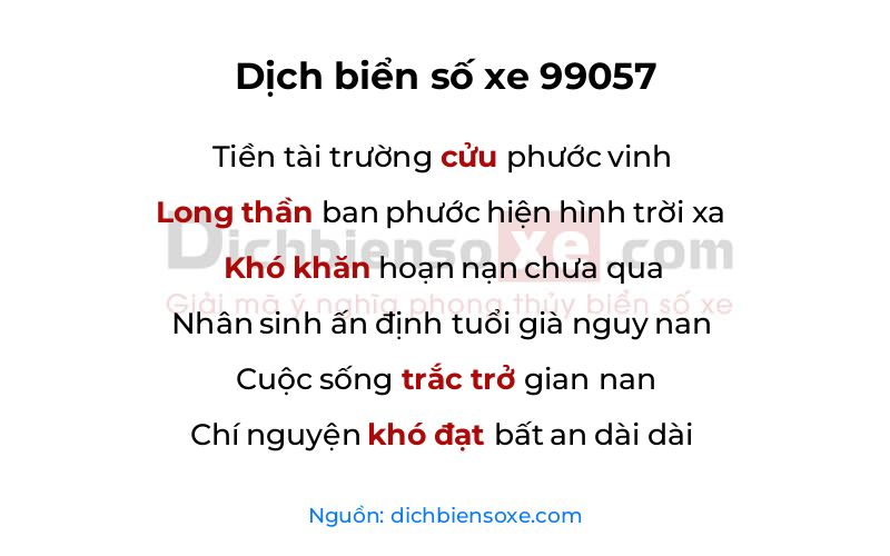 Dịch thơ biển số 99057