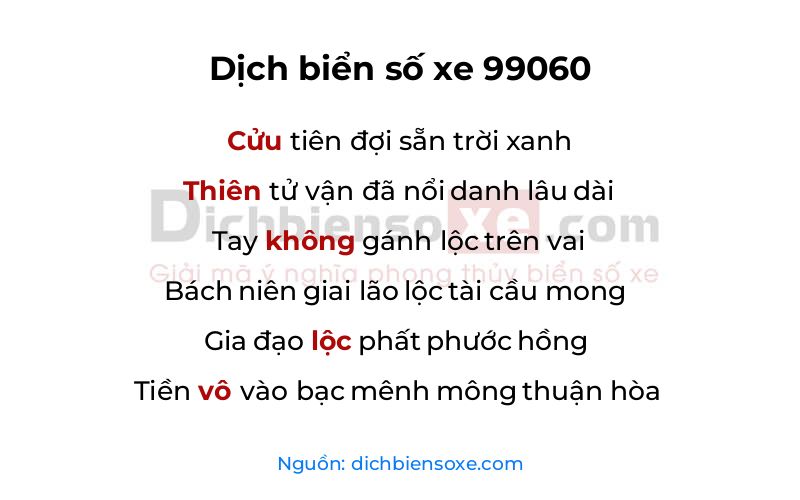 Dịch thơ biển số 99060