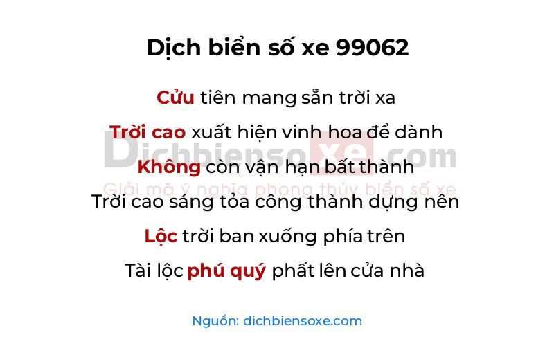 Dịch thơ biển số 99062