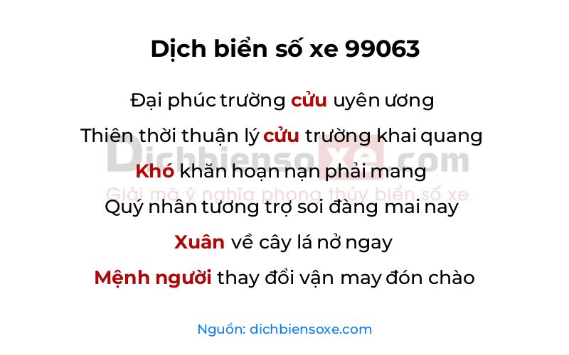 Dịch thơ biển số 99063