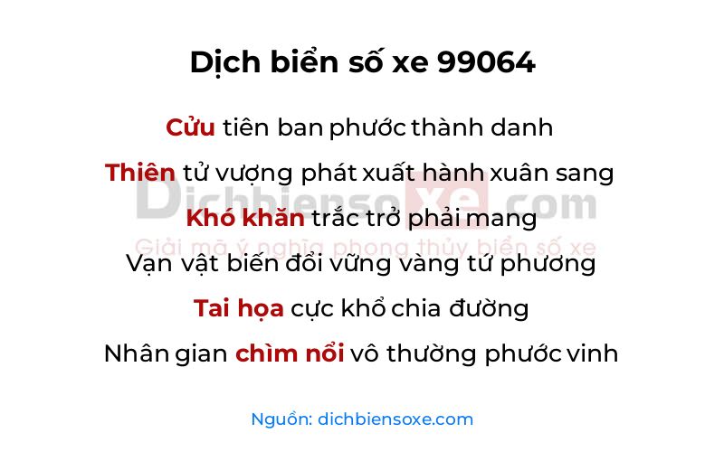 Dịch thơ biển số 99064