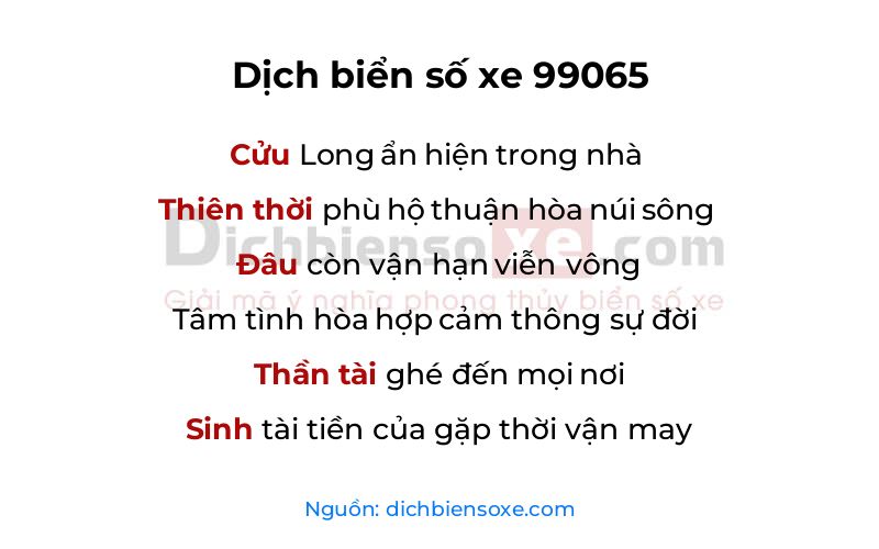 Dịch thơ biển số 99065