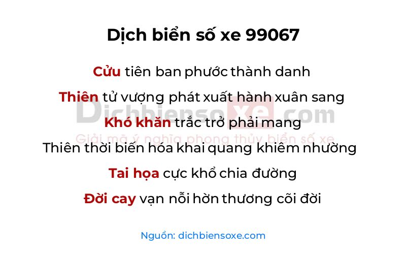 Dịch thơ biển số 99067