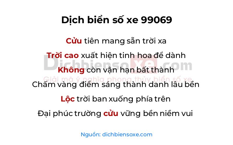Dịch thơ biển số 99069