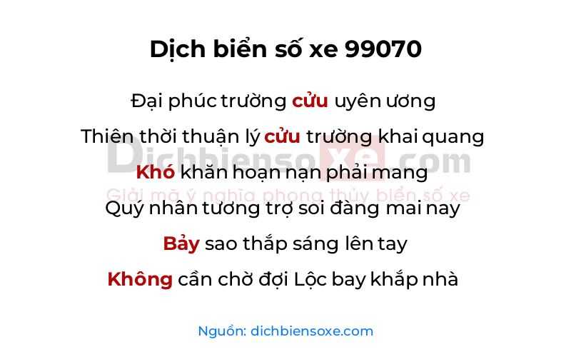 Dịch thơ biển số 99070