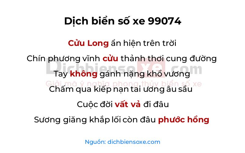Dịch thơ biển số 99074