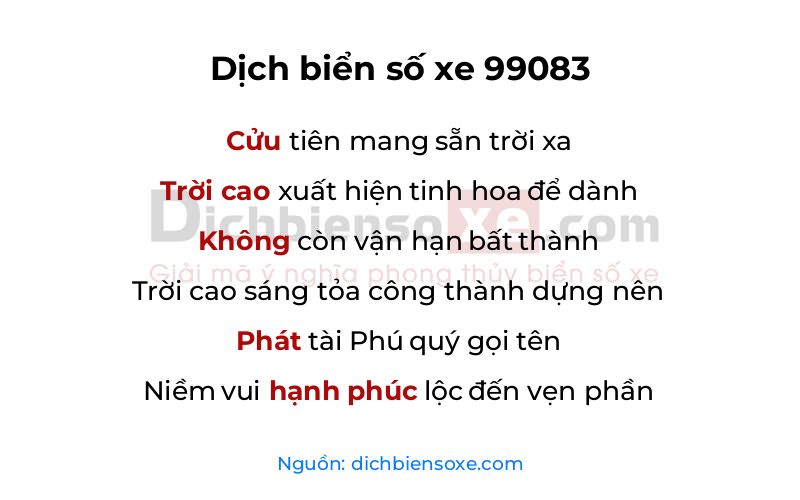 Dịch thơ biển số 99083