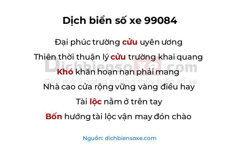 Dịch thơ biển số 99084