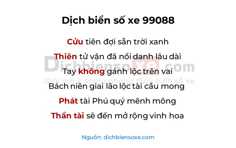 Dịch thơ biển số 99088