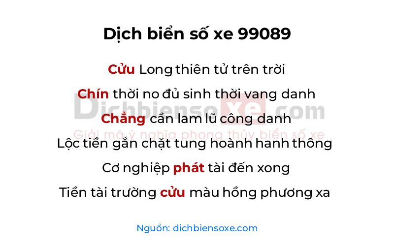 Dịch thơ biển số 99089