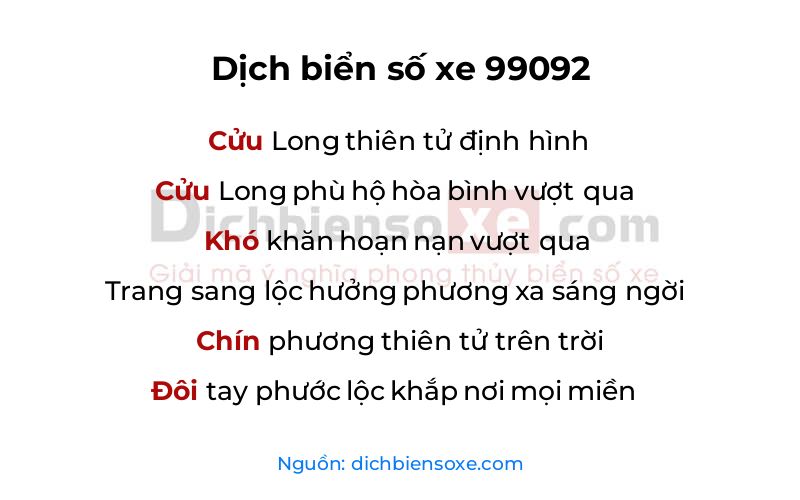 Dịch thơ biển số 99092