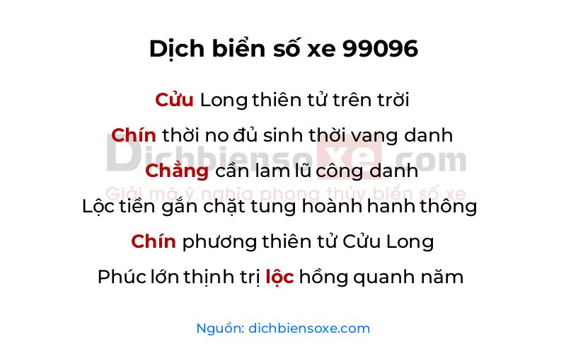 Dịch thơ biển số 99096