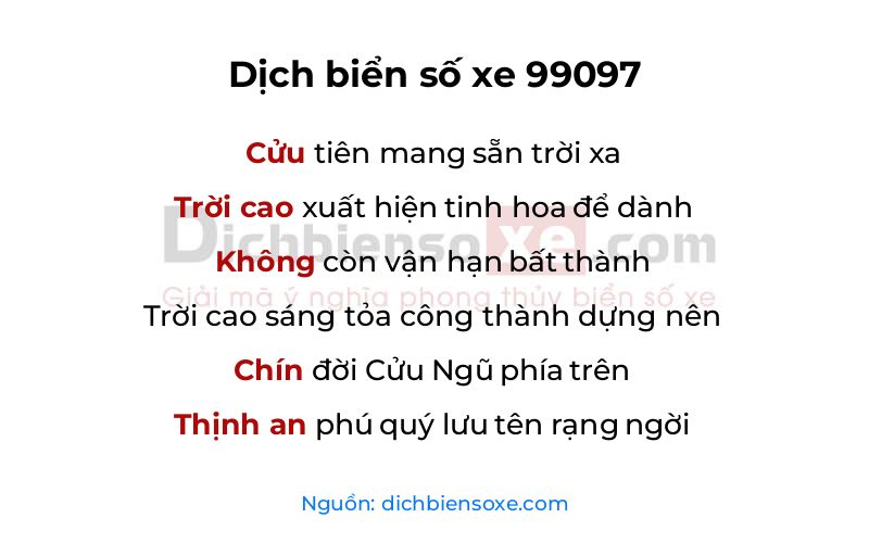 Dịch thơ biển số 99097