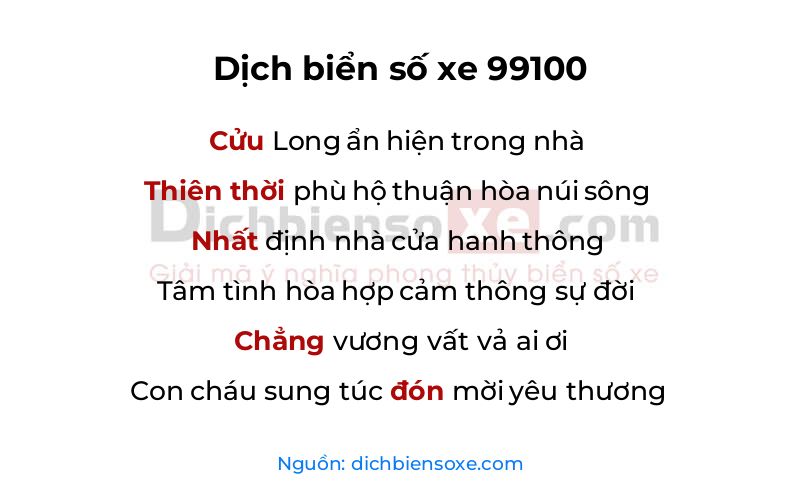 Dịch thơ biển số 99100