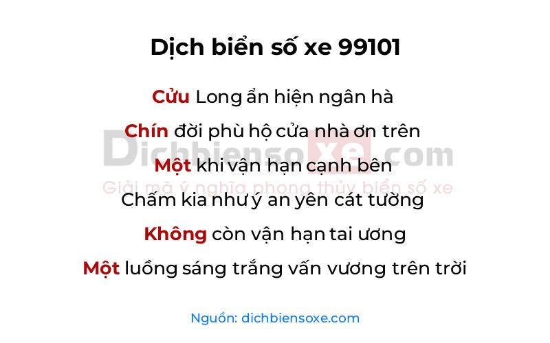 Dịch thơ biển số 99101