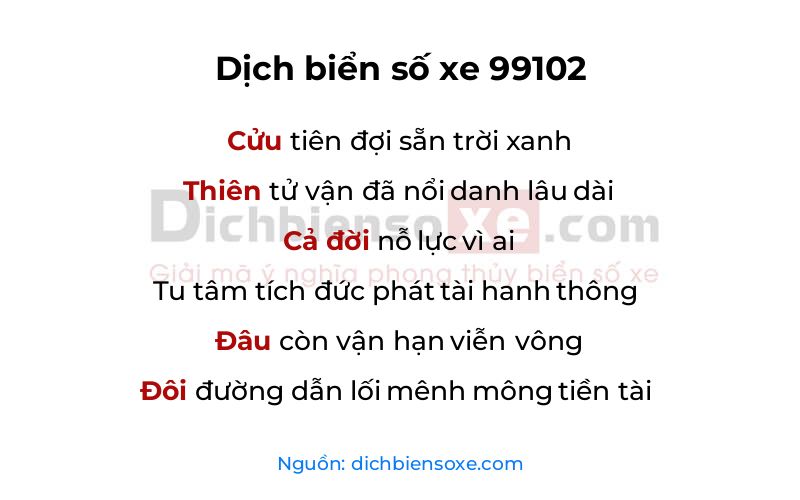 Dịch thơ biển số 99102