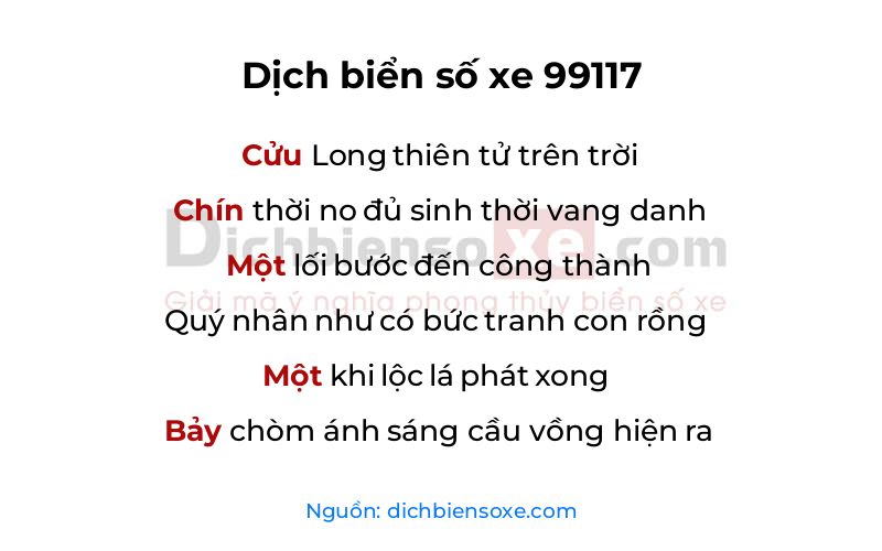 Dịch thơ biển số 99117