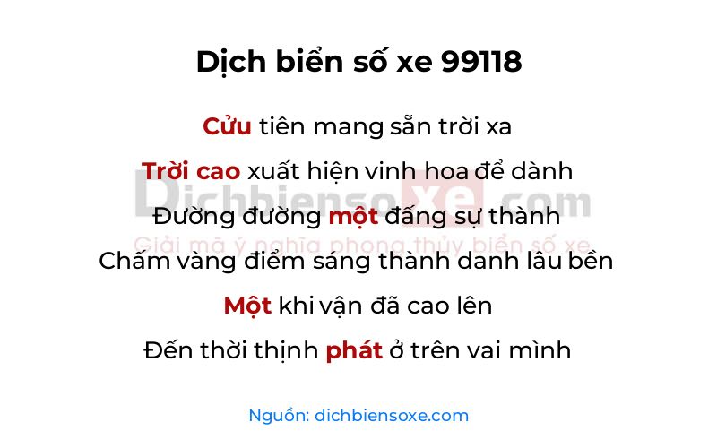 Dịch thơ biển số 99118