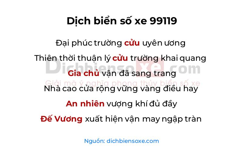 Dịch thơ biển số 99119