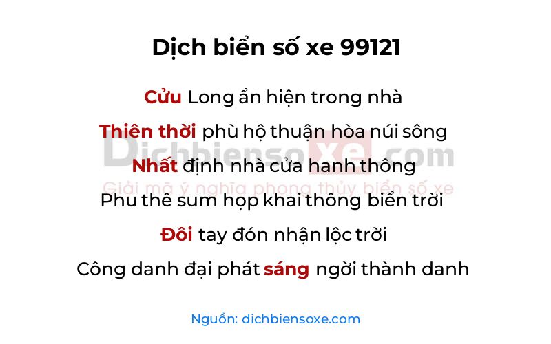 Dịch thơ biển số 99121